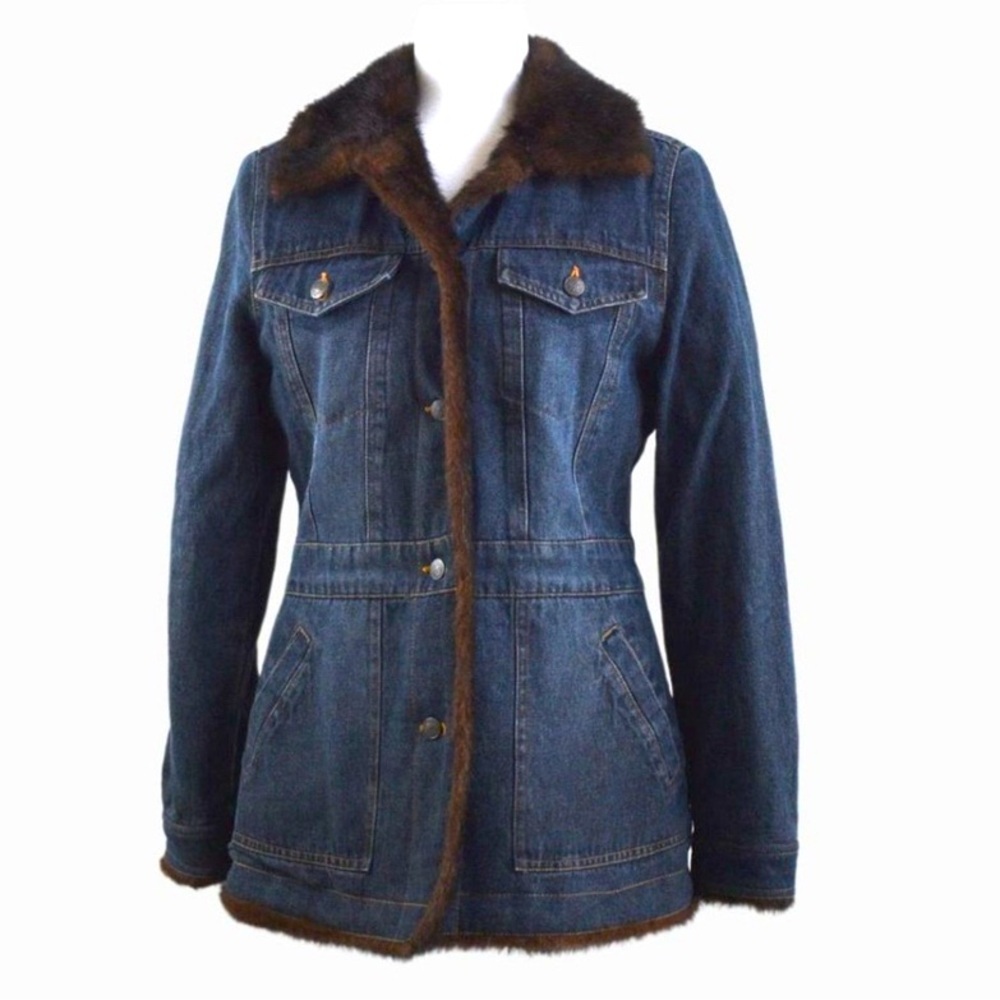 VINTAGE MARVIN RICHARDS Women's Faux Fur Denim Jacket